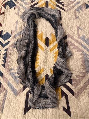 Knit Gradient Infinity Scarf in Gray, Silver and Black